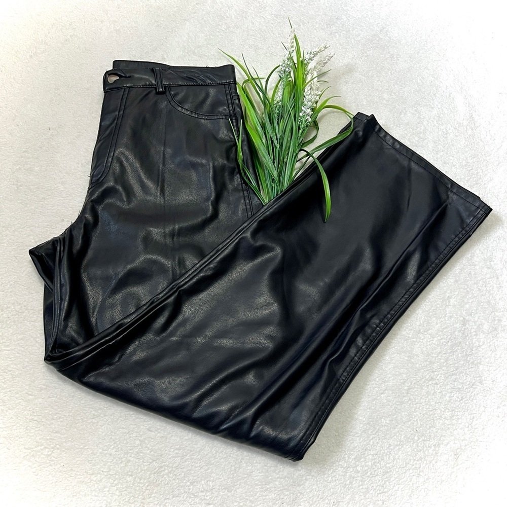 GARAGE Wide Leg Vegan Leather Pants - Medium (29")